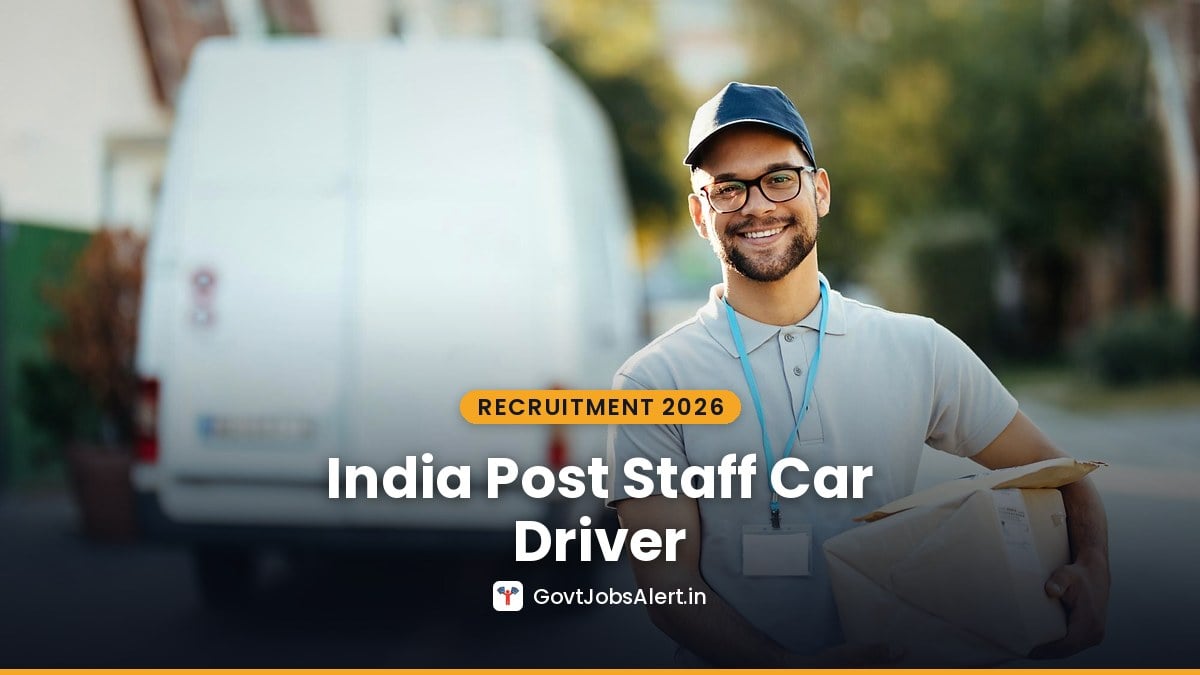 Driver at the wheel of a vehicle on an Indian road for India Post Staff Car Driver Recruitment 2026 Tamil Nadu