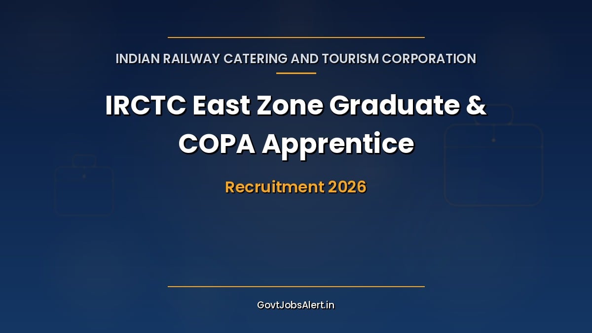 IRCTC East Zone Apprentice Recruitment 2026 notification for 44 Graduate and COPA Apprentice seats in Kolkata, apply online