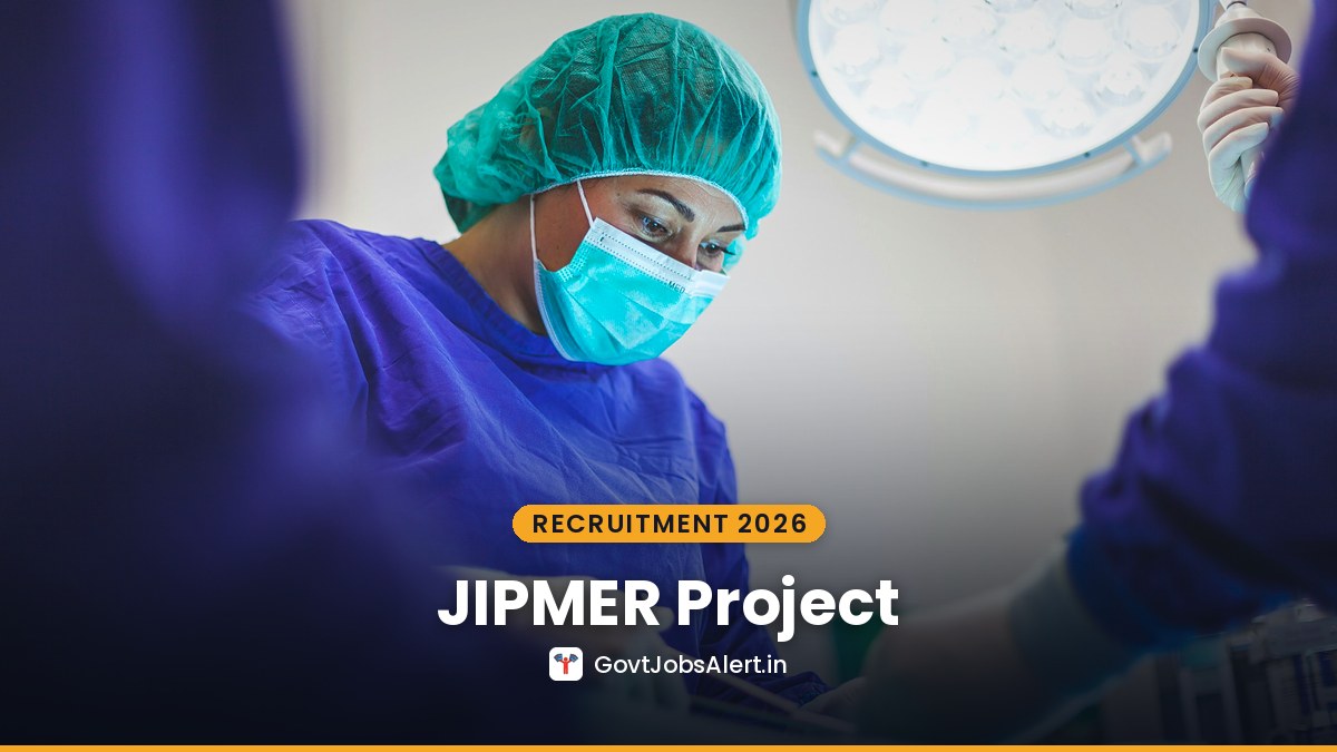 A healthcare worker in scrubs, cap and mask at work in an operating theatre — JIPMER Project Nurse-III and Technical Support-II Recruitment 2026