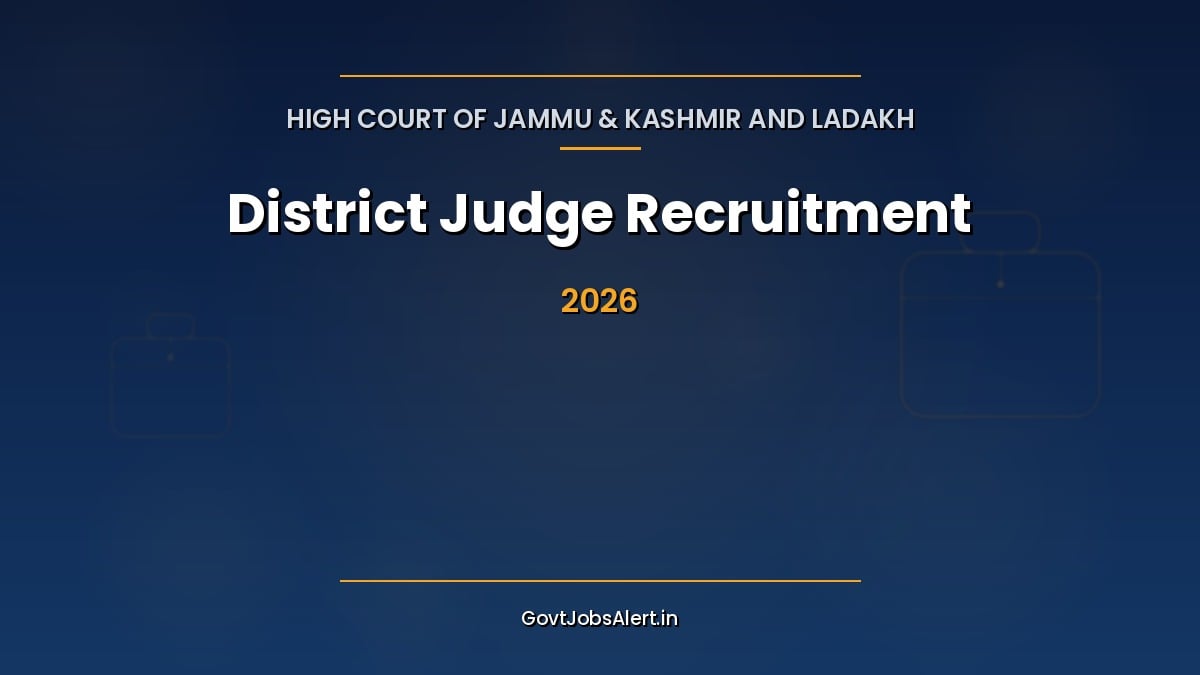 J&K High Court District Judge Recruitment 2026 for 27 posts, 16 Entry Level direct recruitment and 11 LDCE promotion posts