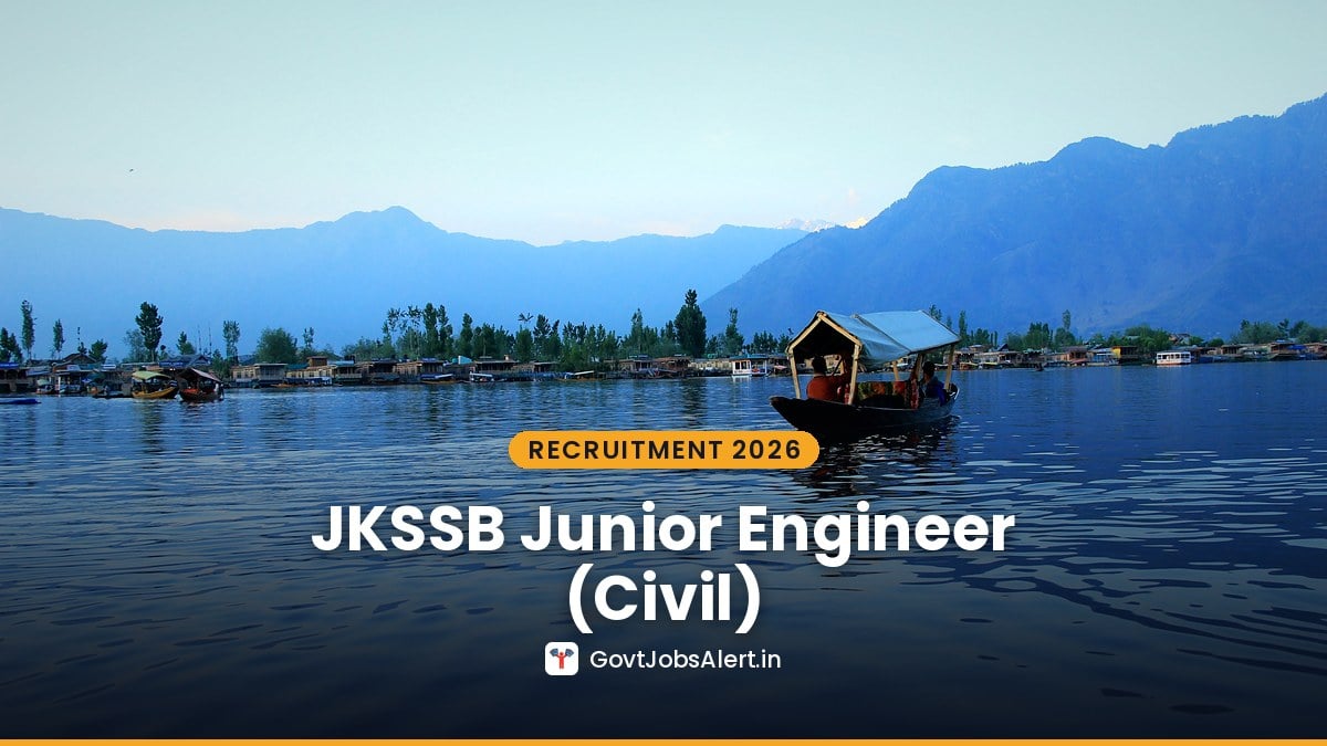 Shikara boat on a Kashmir lake with mountains - JKSSB Junior Engineer (Civil) Recruitment 2026 for Jal Shakti and PWD (R&B)