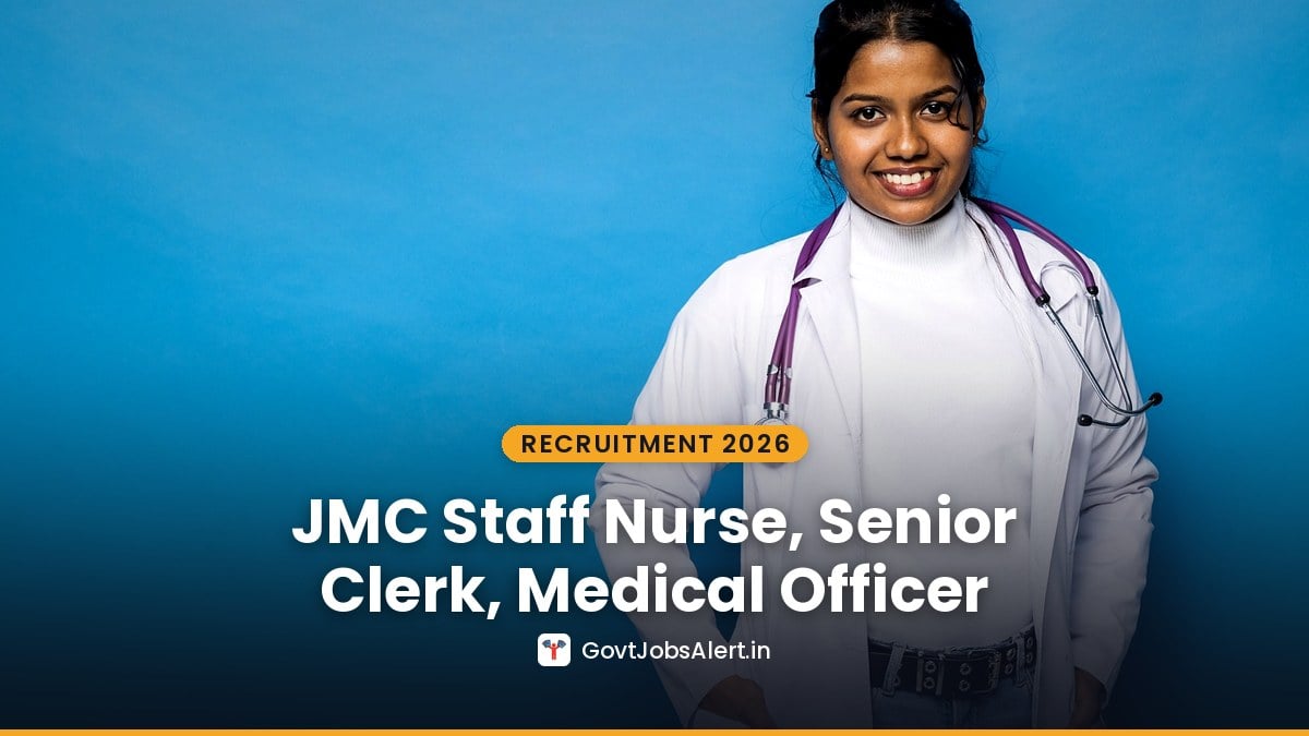 An Indian woman doctor in a white coat with a stethoscope - JMC Jamnagar Recruitment 2026 for Staff Nurse, Senior Clerk and Medical Officer