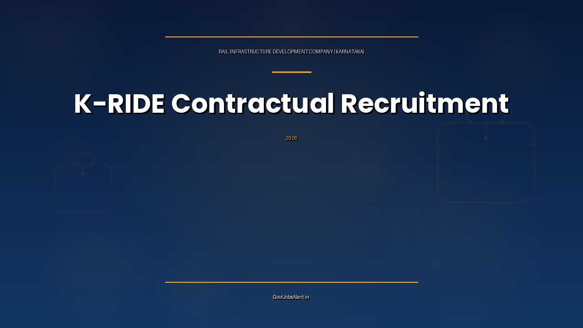 K-RIDE Recruitment 2026 notification graphic for contractual Jt. General Manager, DGM and Manager posts in Bengaluru