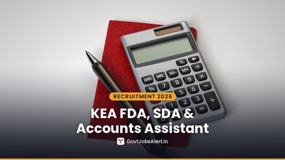 A calculator and pen on a red notebook - KEA FDA, SDA and Accounts Assistant Recruitment 2026 Karnataka
