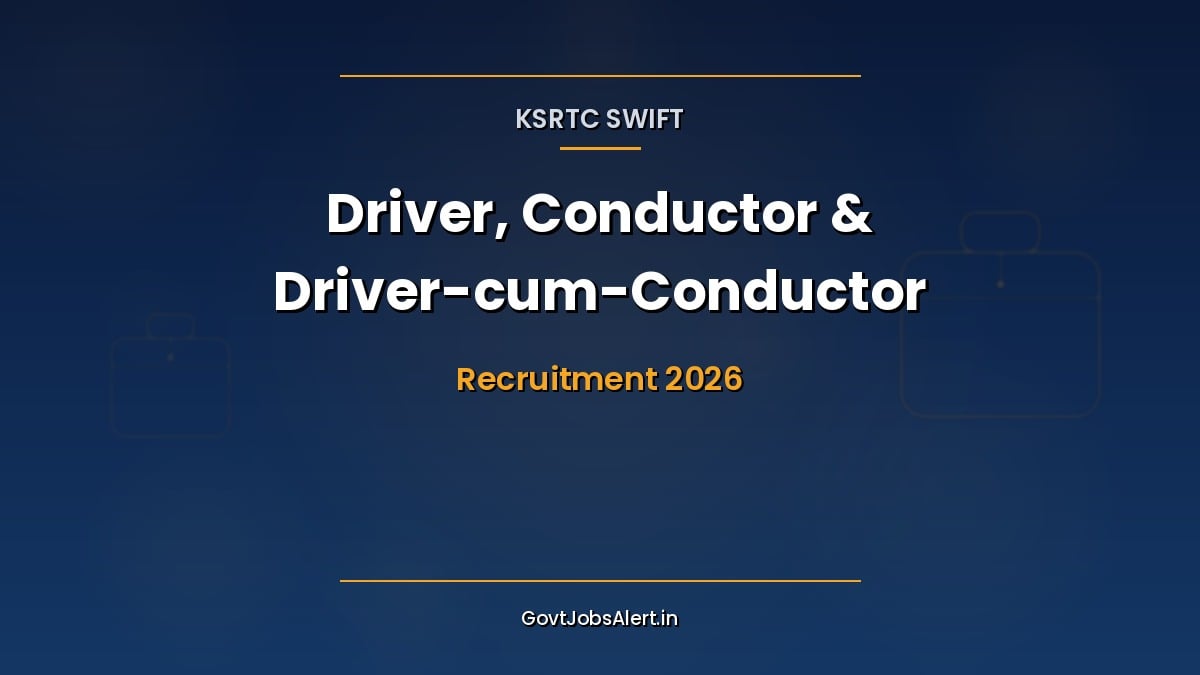KSRTC SWIFT Recruitment 2026 notification for 1040 Driver, Conductor and Driver-cum-Conductor posts in Kerala