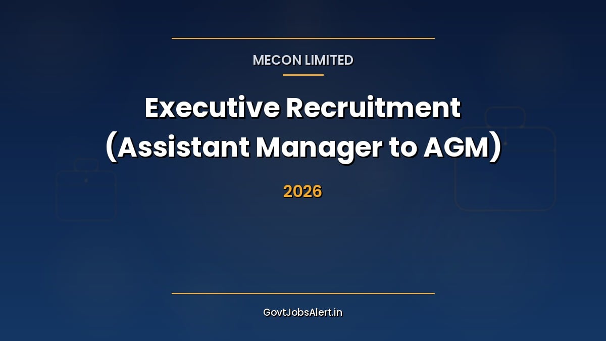MECON Recruitment 2026 notification graphic for 111 executive posts including Assistant Manager, Deputy Manager and Manager