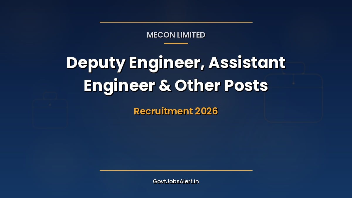 MECON FTFT Recruitment 2026 notification for 159 Deputy Engineer, Assistant Engineer, Additional Engineer and Deputy Executive contract posts