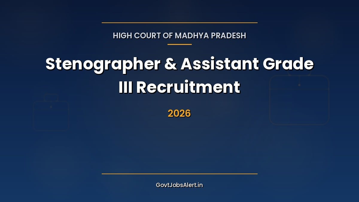 MP High Court Stenographer Recruitment 2026 banner for 418 Steno Grade II, Steno Grade III, Court Manager Staff and Assistant Grade III posts