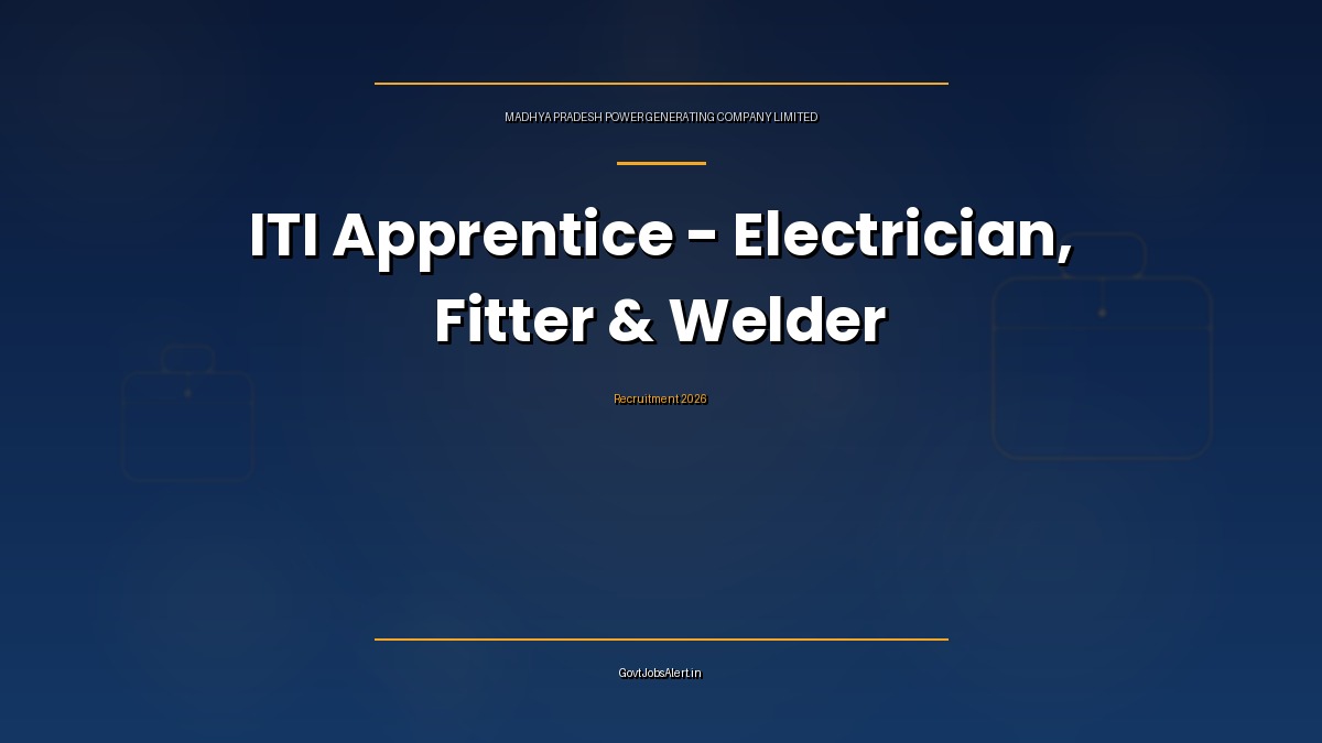 MPPGCL ITI Apprentice Recruitment 2026 for 11 Electrician, Fitter and Welder apprentice seats at Gandhisagar Hydel Power Station, Madhya Pradesh