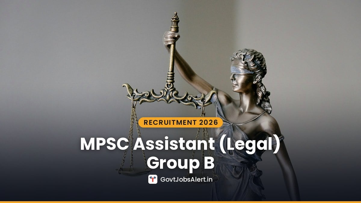 Statue of Lady Justice holding scales for MPSC Assistant (Legal) Group B Recruitment 2026 law graduate jobs in Maharashtra