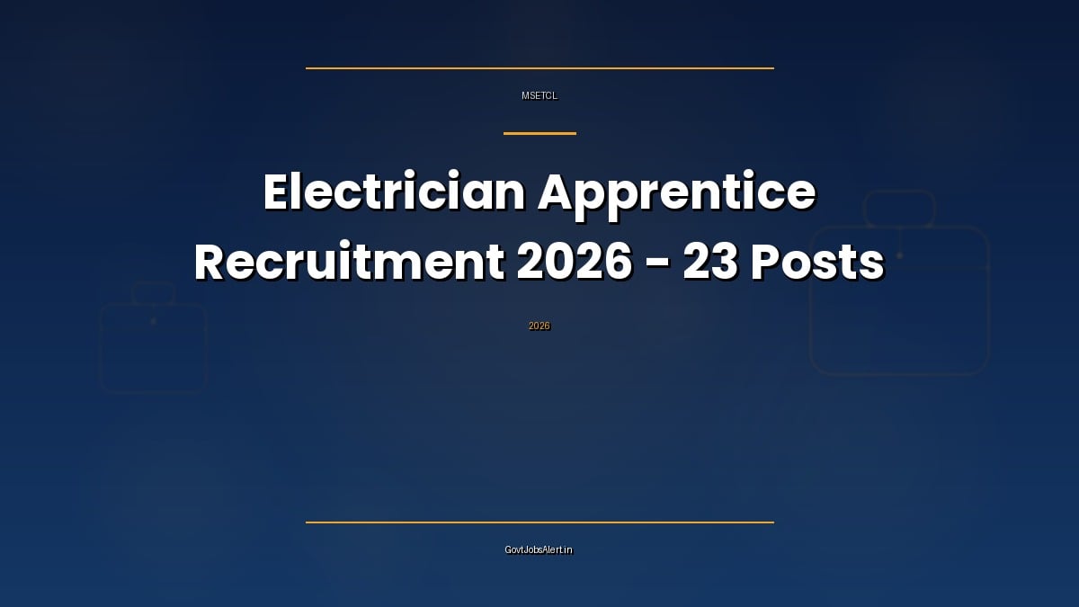 MSETCL Electrician Recruitment 2026 notice for 23 apprentice seats at Mahatransco EHV O&M Division, Pimpri-Chinchwad, Pune