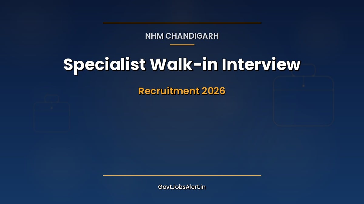 NHM Chandigarh Walk-in 2026 notice for 5 Gynaecologist, Paediatrician, Epidemiologist and Microbiologist specialist posts, interview 13 October 2026
