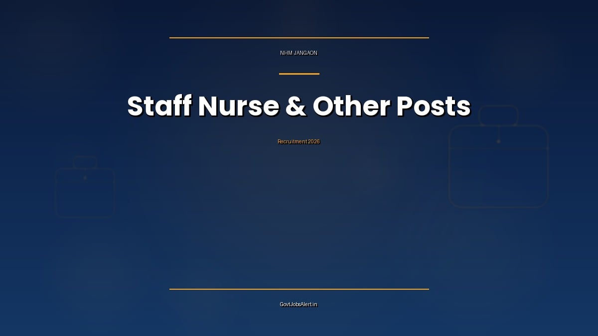NHM Jangaon District Recruitment 2026 notification for 13 Staff Nurse, Lab Technician, Psychiatrist and other NHM posts in Telangana