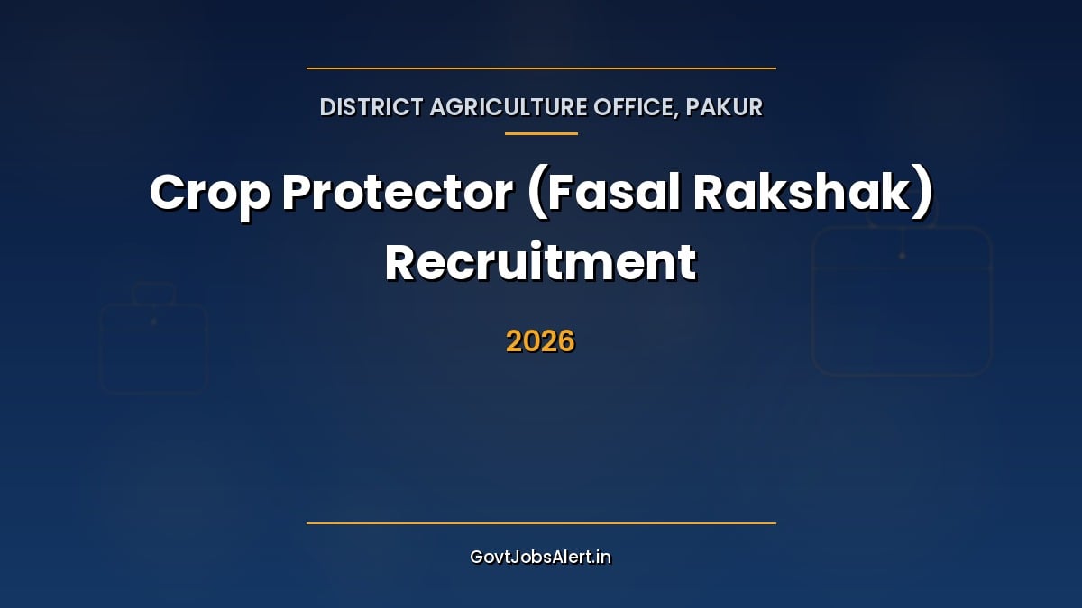 Pakur Crop Protector Recruitment 2026 notification for 6 Fasal Rakshak posts, 10th pass, District Agriculture Office Pakur, Jharkhand