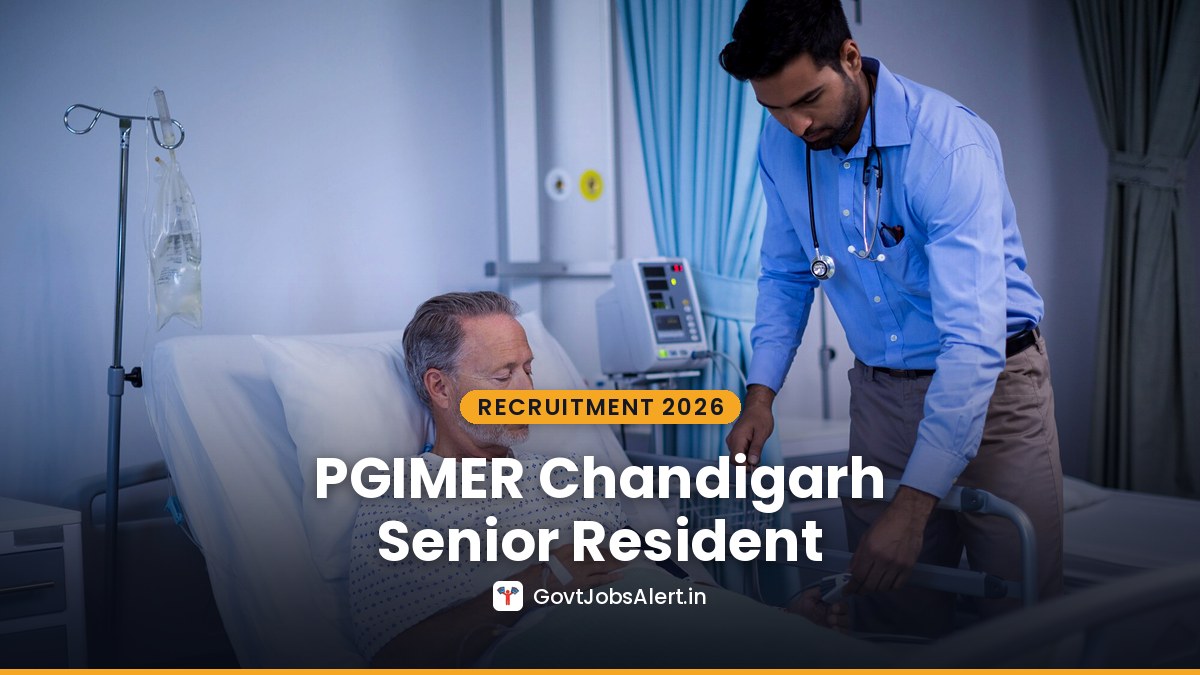Doctor examining a patient in a hospital ward for PGIMER Chandigarh Senior Resident Adhoc Walk-in Recruitment 2026