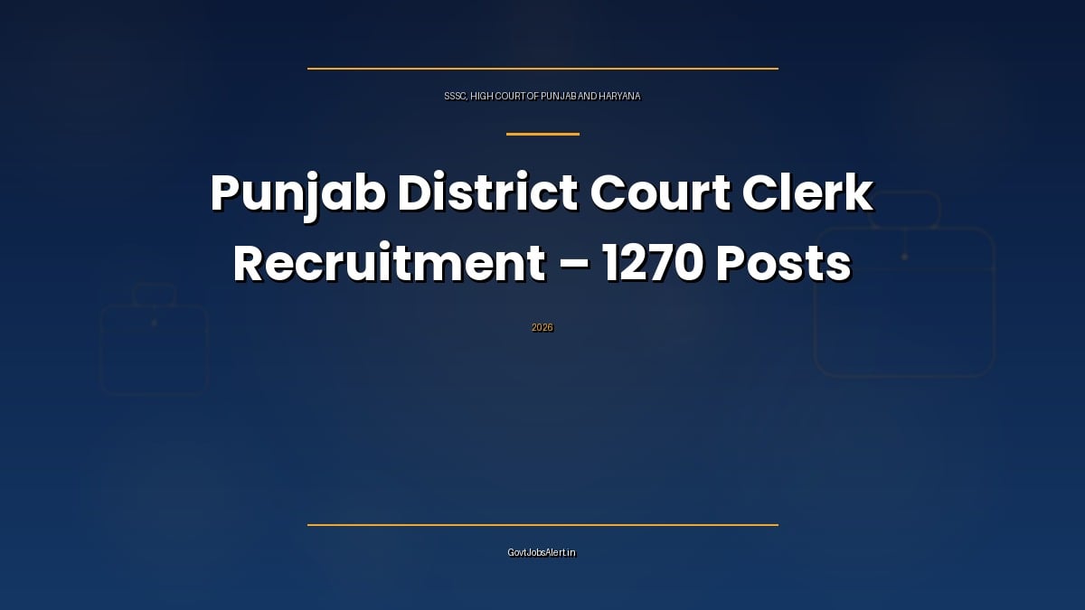 Punjab District Court Clerk Recruitment 2026 notification for 1270 posts by SSSC, High Court of Punjab and Haryana