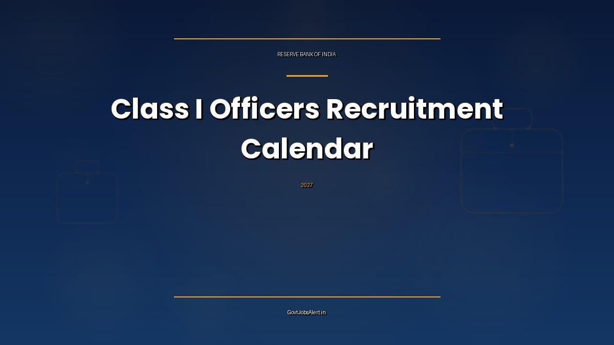 RBI Annual Recruitment Calendar 2027 for Class I Officers Grade B, Grade A and Manager posts, Reserve Bank of India