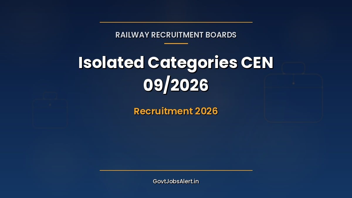 RRB CEN 09/2026 Isolated Categories recruitment notice for Railway Recruitment Boards, Ministry of Railways
