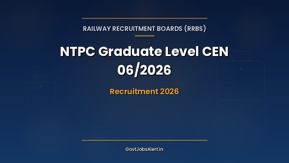 RRB NTPC Graduate Level Recruitment 2026 CEN 06/2026 notification for Goods Train Manager, Senior Clerk, JAA and CCTS posts