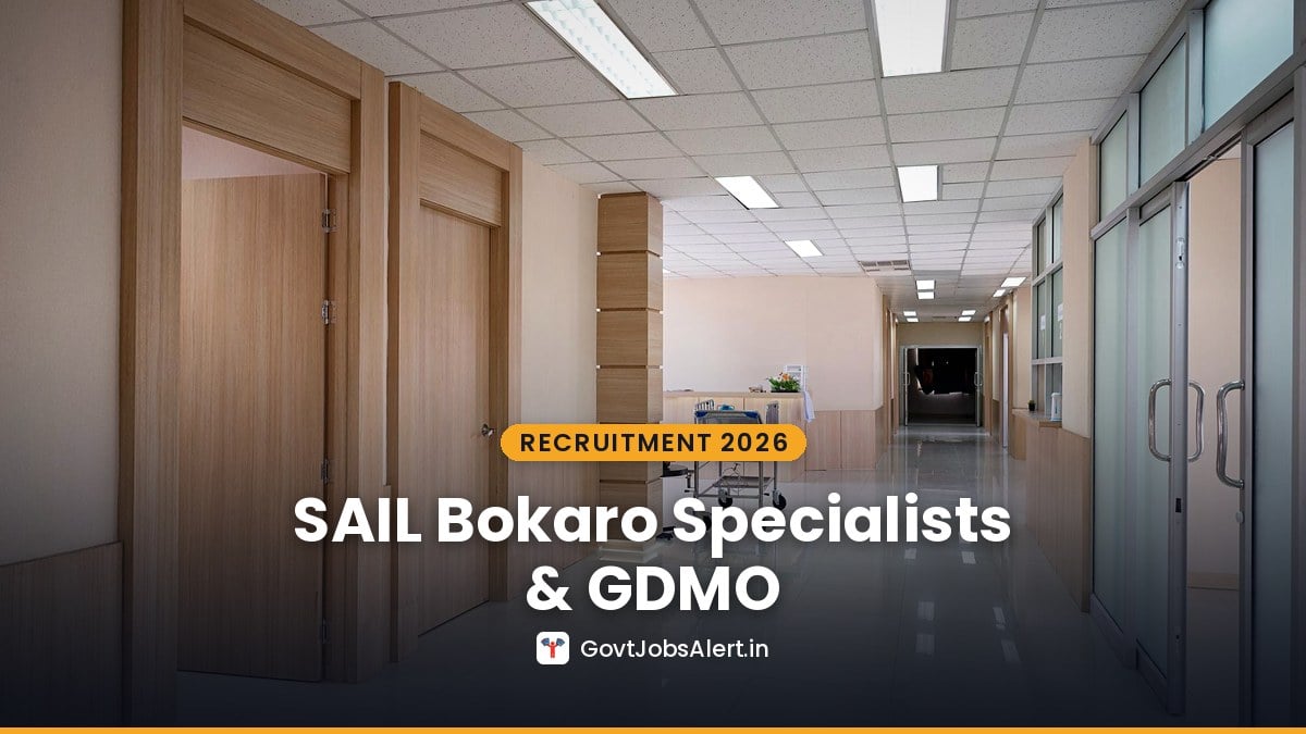 Empty hospital corridor with patient rooms – SAIL Bokaro Steel Plant Consultant Recruitment 2026 for Specialists and GDMO doctors