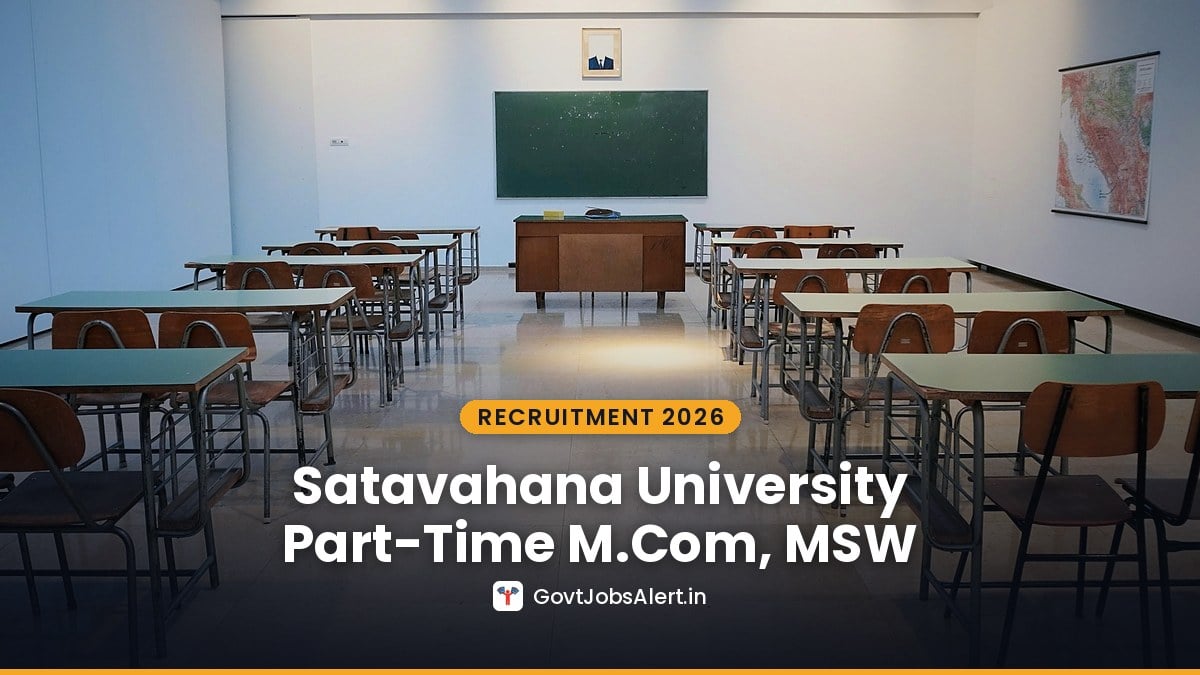 Empty classroom with desks and a chalkboard — Satavahana University Part-Time Faculty Recruitment 2026