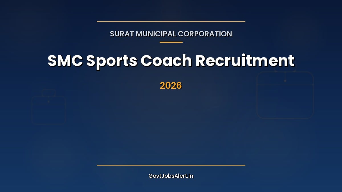 SMC Sports Coach Recruitment 2026 notice for 8 Honorary Coach posts at Surat Municipal Corporation Navagam Dindoli sports complex