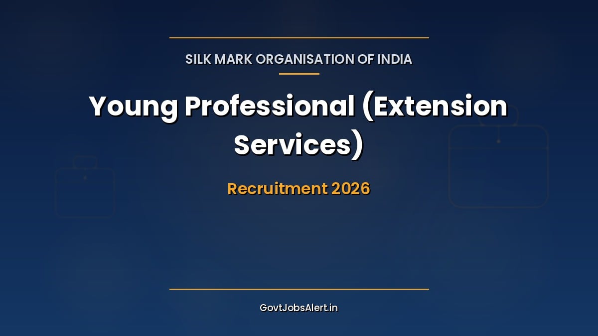 SMOI Young Professional Recruitment 2026 notification graphic for 8 Extension Services posts with Rs 30,000 stipend