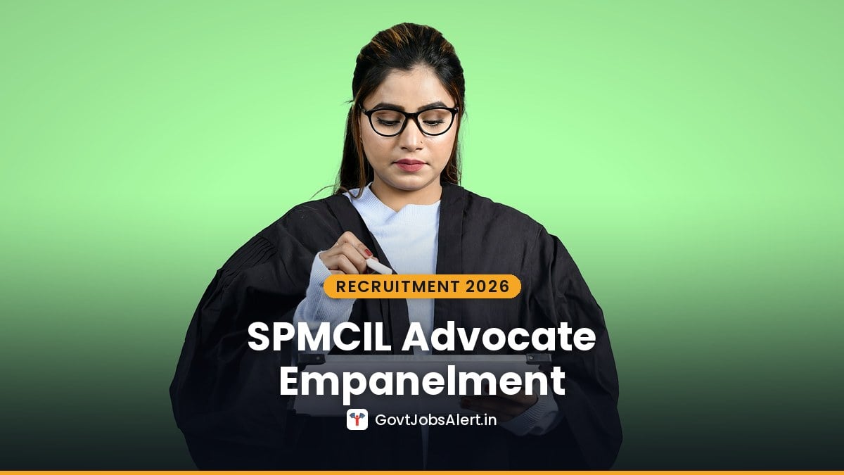 A lawyer in a black advocate's gown reviewing papers - SPMCIL Advocate Empanelment 2026 for High Courts, CAT and Delhi Courts