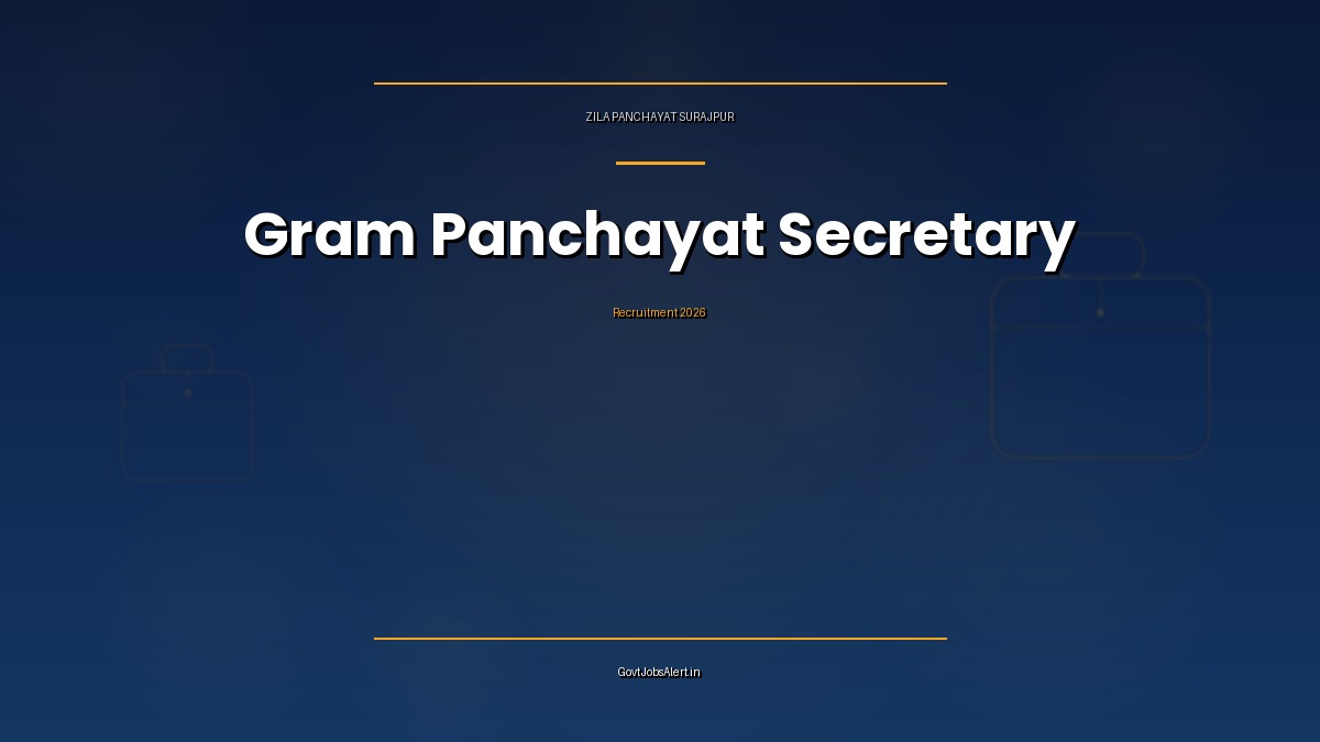 Zila Panchayat Surajpur Gram Panchayat Secretary Recruitment 2026 notice graphic for 10 Panchayat Sachiv posts in Chhattisgarh