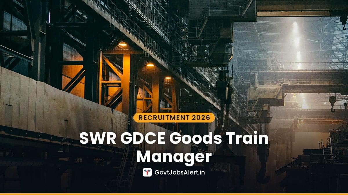 Railway workshop hall for SWR GDCE Recruitment 2026 serving employees exam for 258 posts