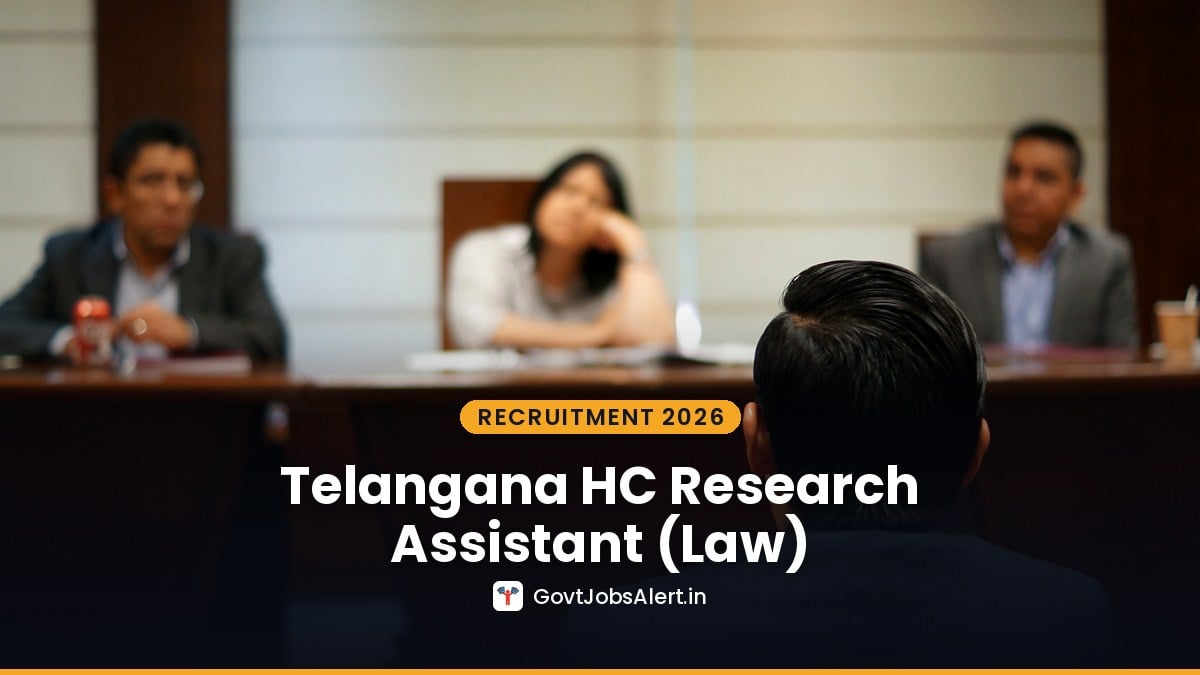 Meeting table in a formal office setting — Telangana High Court Research Assistant (Law) Recruitment 2026