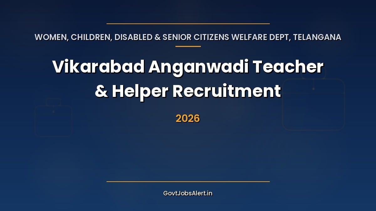 Telangana Anganwadi Recruitment 2026 Vikarabad: 264 Anganwadi Teacher and Helper posts for women, apply online by 24 October