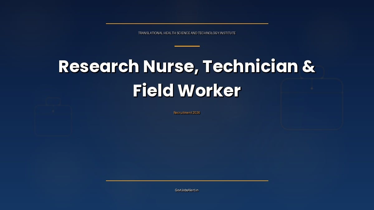 THSTI Recruitment 2026 walk-in for 33 Research Nurse, Technician and Field Worker posts in Delhi hospitals