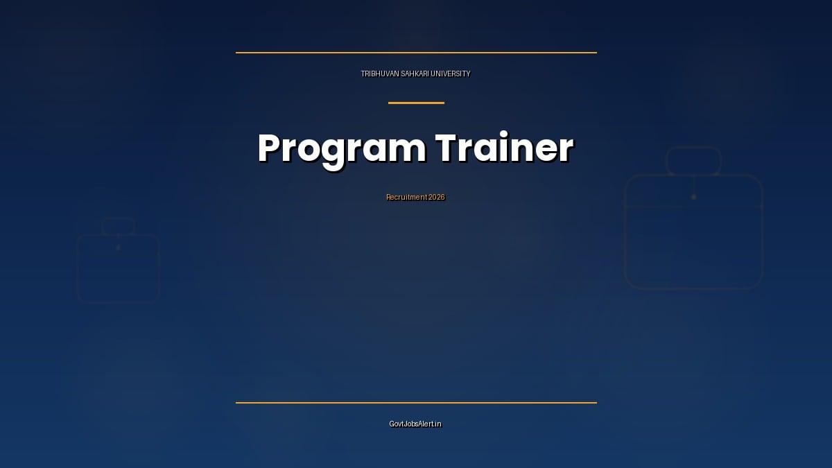 TSU Recruitment 2026 Program Trainer notification graphic for PACS Secretaries training in Gujarat, Rs 50,000 per month