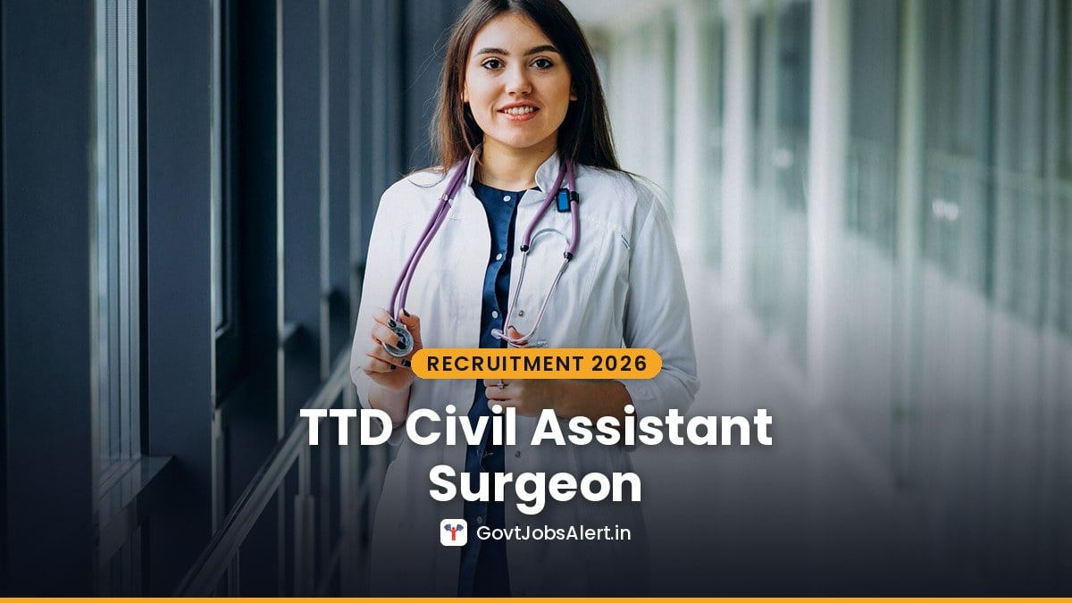 A woman doctor with a stethoscope standing in a hospital corridor — TTD Civil Assistant Surgeon Recruitment 2026