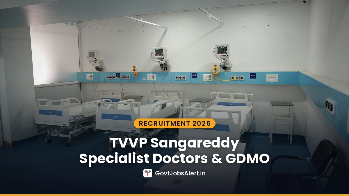 Empty hospital ward with beds and monitors - TVVP Sangareddy Specialist Doctor and GDMO Recruitment 2026