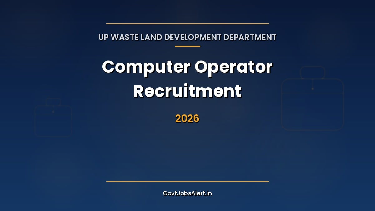 UP Waste Land Development Department Computer Operator Recruitment 2026 for 20 outsourced posts with ₹14,000 monthly salary
