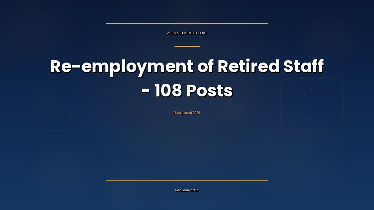 Varanasi District Court Recruitment 2026 notice for 108 Senior Assistant, Peon, Daftari and other posts for retired court employees