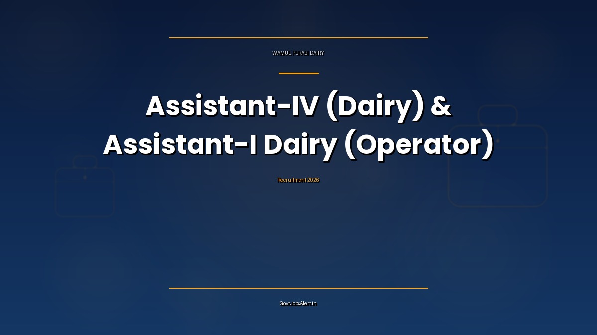 WAMUL Recruitment 2026 notice for Assistant-IV (Dairy) and Assistant-I Dairy (Operator) contract posts at Purabi Dairy, Assam