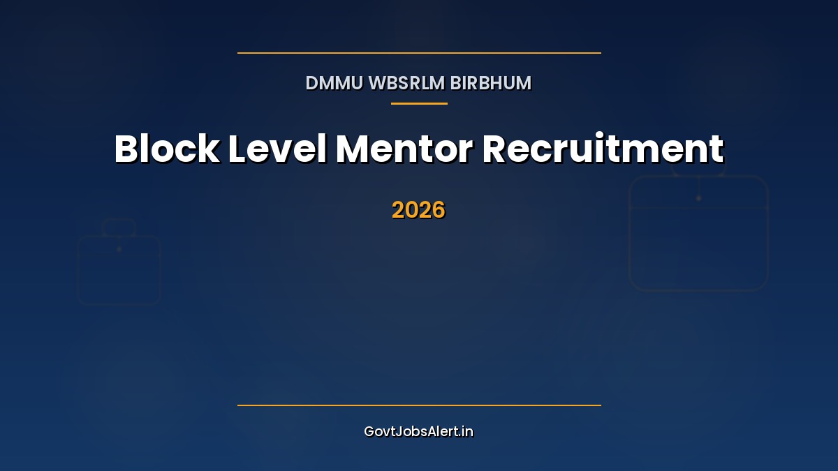 WBSRLM Birbhum Block Level Mentor Recruitment 2026 notification for 28 posts in 19 blocks, offline form till 30 October 2026