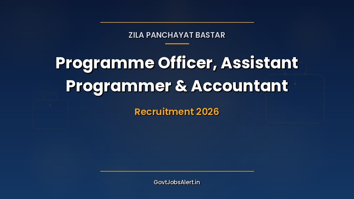 Zila Panchayat Bastar Recruitment 2026 notice for 16 Programme Officer, Assistant Programmer and Accountant contract posts in Jagdalpur, Chhattisgarh